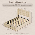 Cadre de lit relevable avec rangement, cadre de lit plateforme rembourré avec système de rangement hydraulique et tête de lit