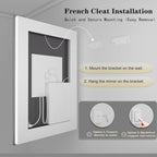 Miroir de salle de bain mural en verre trempé antibuée avec éclairage LED avant et arrière pleine grandeur