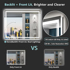 Miroir de salle de bain mural en verre trempé antibuée avec éclairage LED avant et arrière pleine grandeur