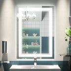 Miroir de salle de bain mural en verre trempé antibuée avec éclairage LED avant et arrière pleine grandeur