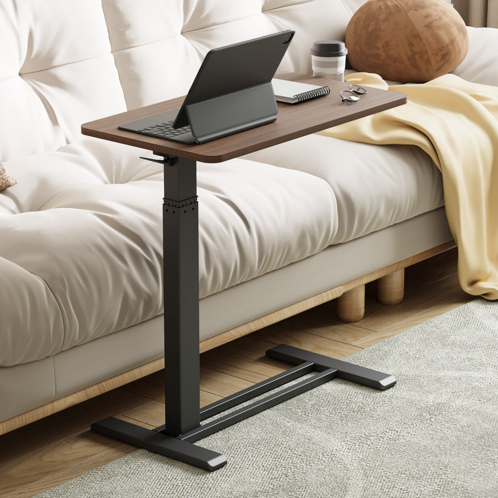 FunniHomi 28/32 Table de lit mobile à hauteur réglable avec roulettes, blanc/noir, pour ordinateur portable, pour lit et canapé