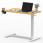 FunniHomi 28/32 Table de lit mobile à hauteur réglable avec roulettes, blanc/noir, pour ordinateur portable, pour lit et canapé