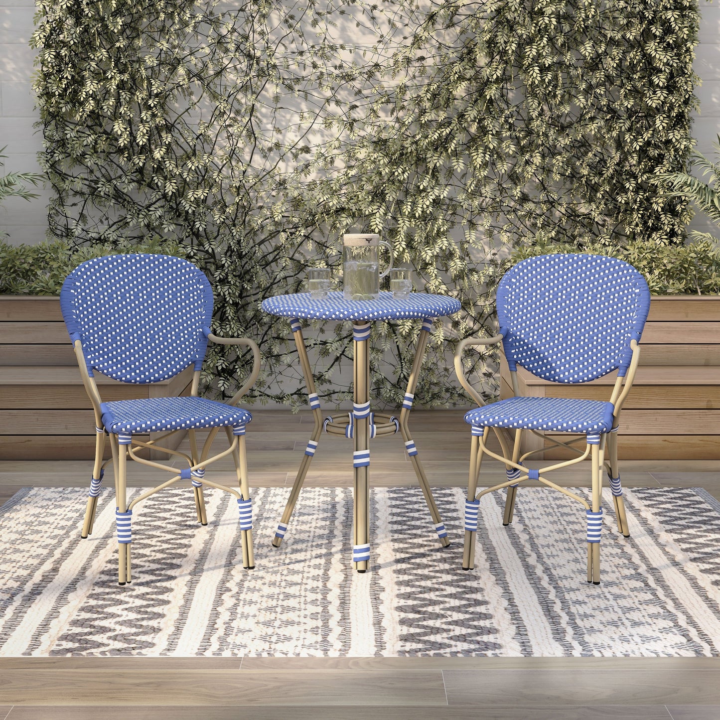 Ensemble bistrot d'extérieur en aluminium 3 pièces Courtnie French Country par Furniture of America