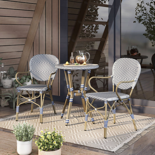 Ensemble bistrot d'extérieur en aluminium 3 pièces Courtnie French Country par Furniture of America