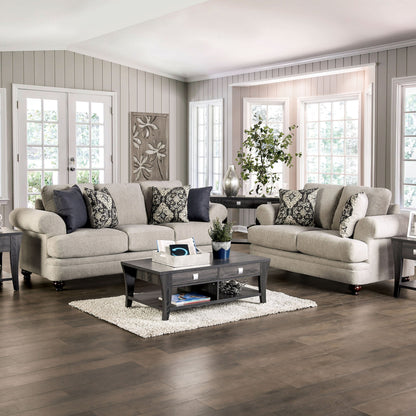 Canapé Frane Transitional Beige Chenille avec Coussin en T par Furniture of America