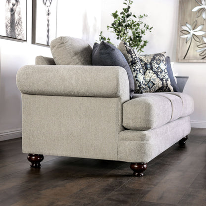 Canapé Frane Transitional Beige Chenille avec Coussin en T par Furniture of America
