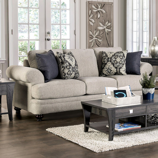 Canapé Frane Transitional Beige Chenille avec Coussin en T par Furniture of America