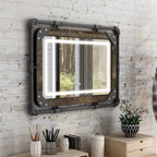 Miroir mural industriel en métal Inyo de Furniture of America avec lumières LED