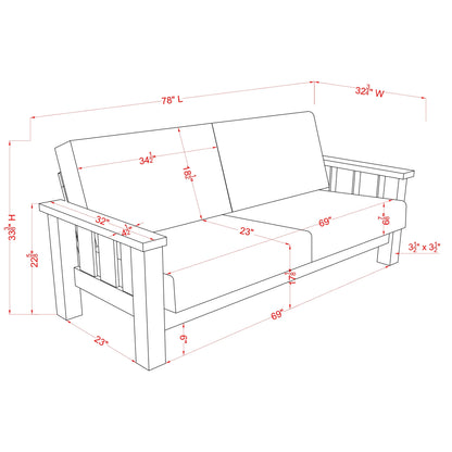 Canapé Jimo Farmhouse en tissu rustique de chêne avec accoudoirs en bois rembourrés par Furniture of America