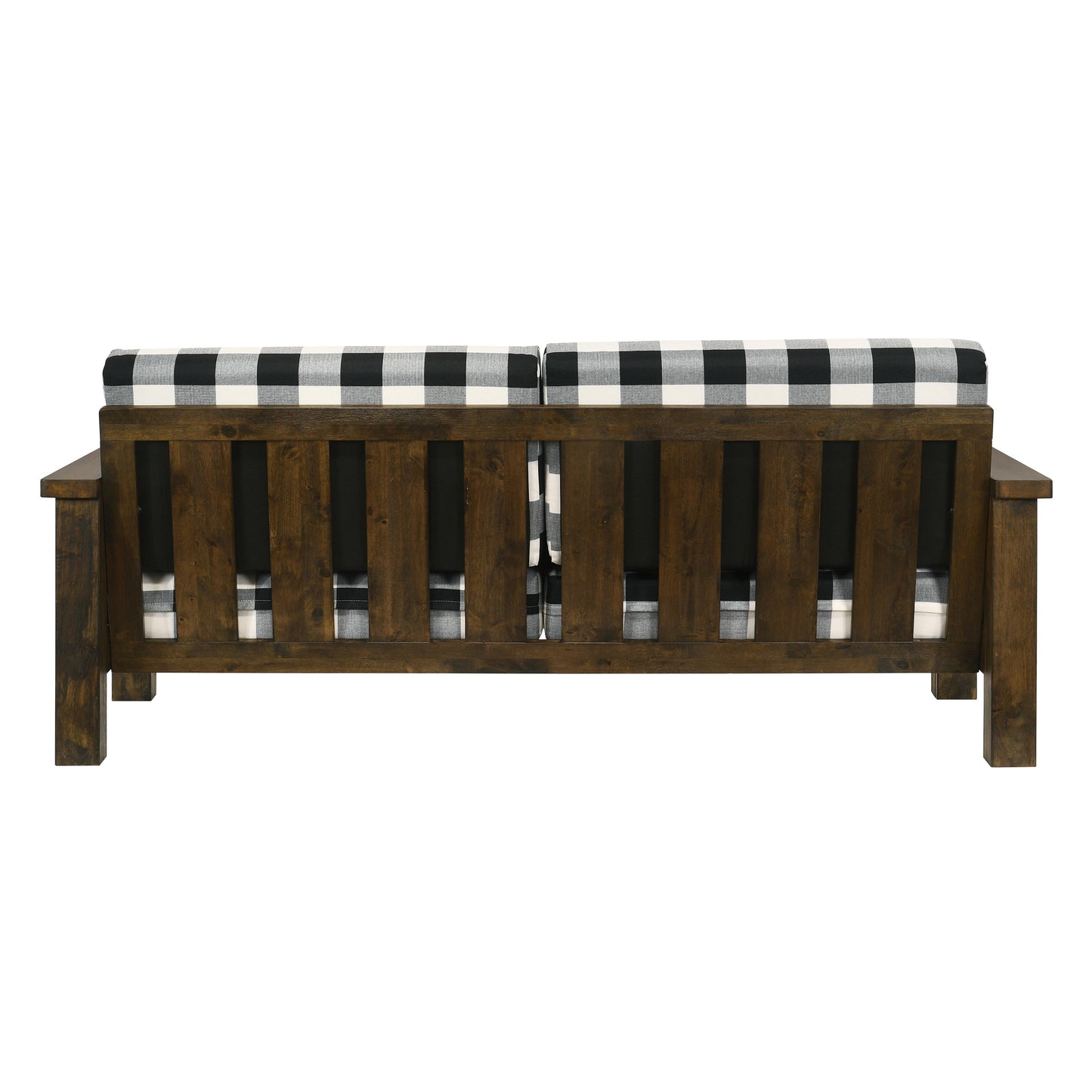 Canapé Jimo Farmhouse en tissu rustique de chêne avec accoudoirs en bois rembourrés par Furniture of America