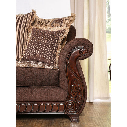 Canapé traditionnel Fova en tissu avec accoudoirs roulés par Furniture of America