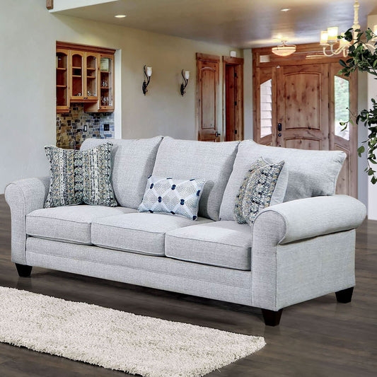 Canapé Nolinas transitionnel en tissu gris avec accoudoirs roulés par Furniture of America