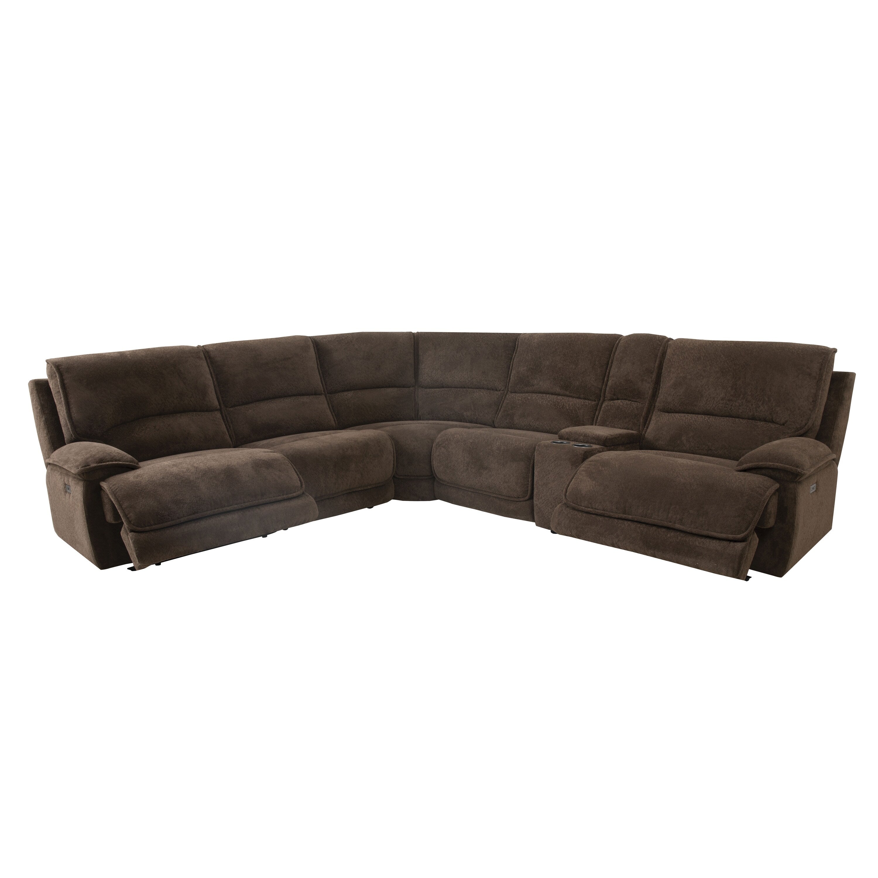 Canapé sectionnel inclinable brun foncé moderne Renic de Furniture of America avec console et ports USB