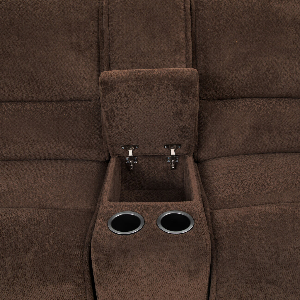 Canapé sectionnel inclinable brun foncé moderne Renic de Furniture of America avec console et ports USB