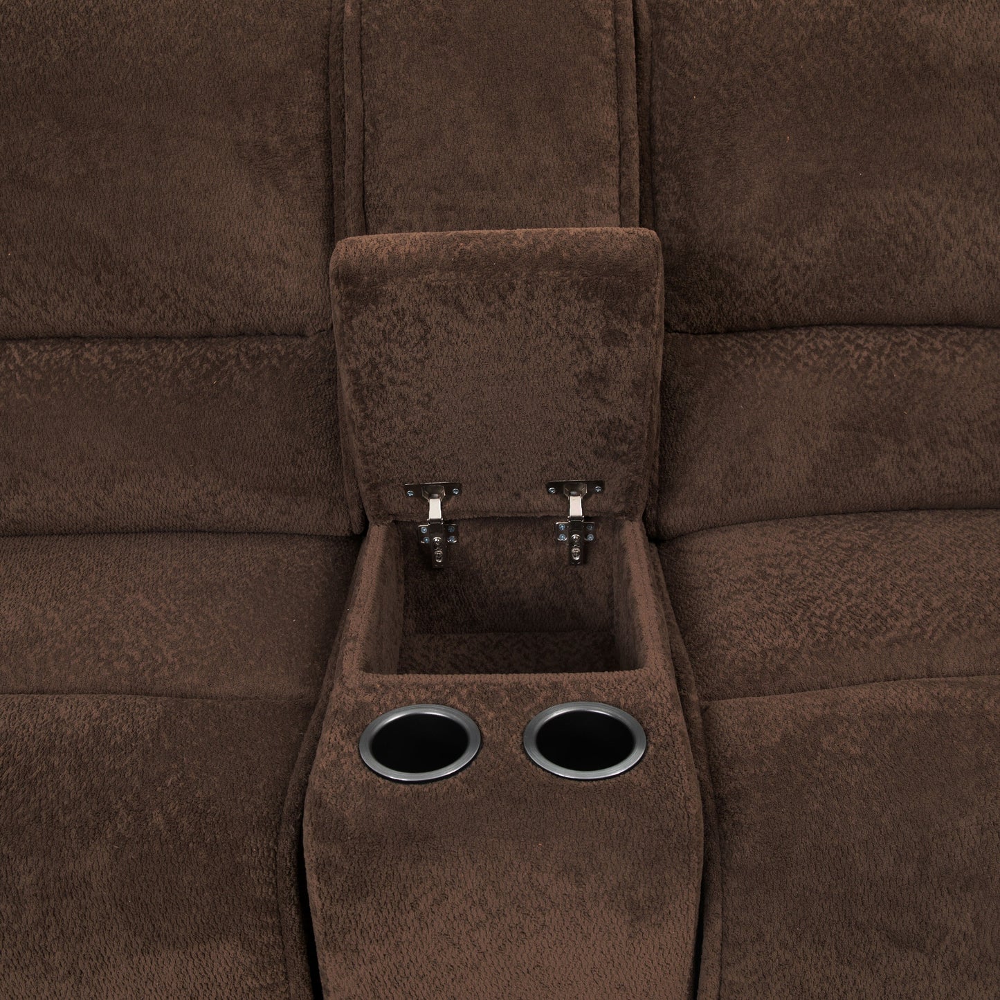 Canapé sectionnel inclinable brun foncé moderne Renic de Furniture of America avec console et ports USB
