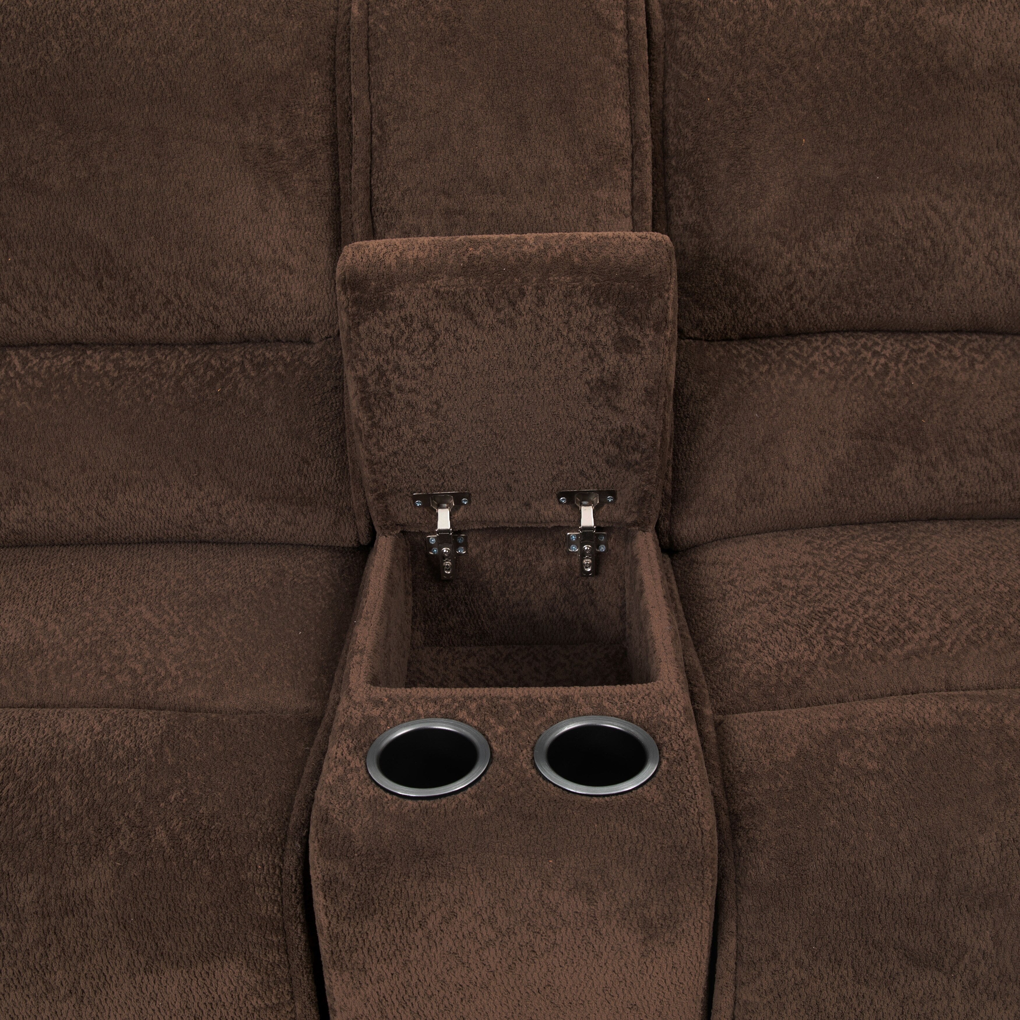 Canapé sectionnel inclinable brun foncé moderne Renic de Furniture of America avec console et ports USB