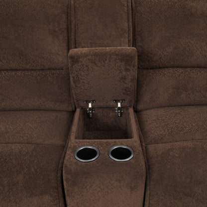 Canapé sectionnel inclinable brun foncé moderne Renic de Furniture of America avec console et ports USB