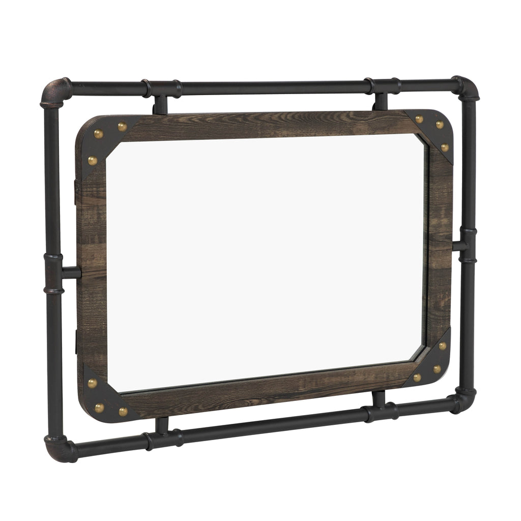 Miroir mural flottant en métal Revo Industrial de 31 pouces par Furniture of America