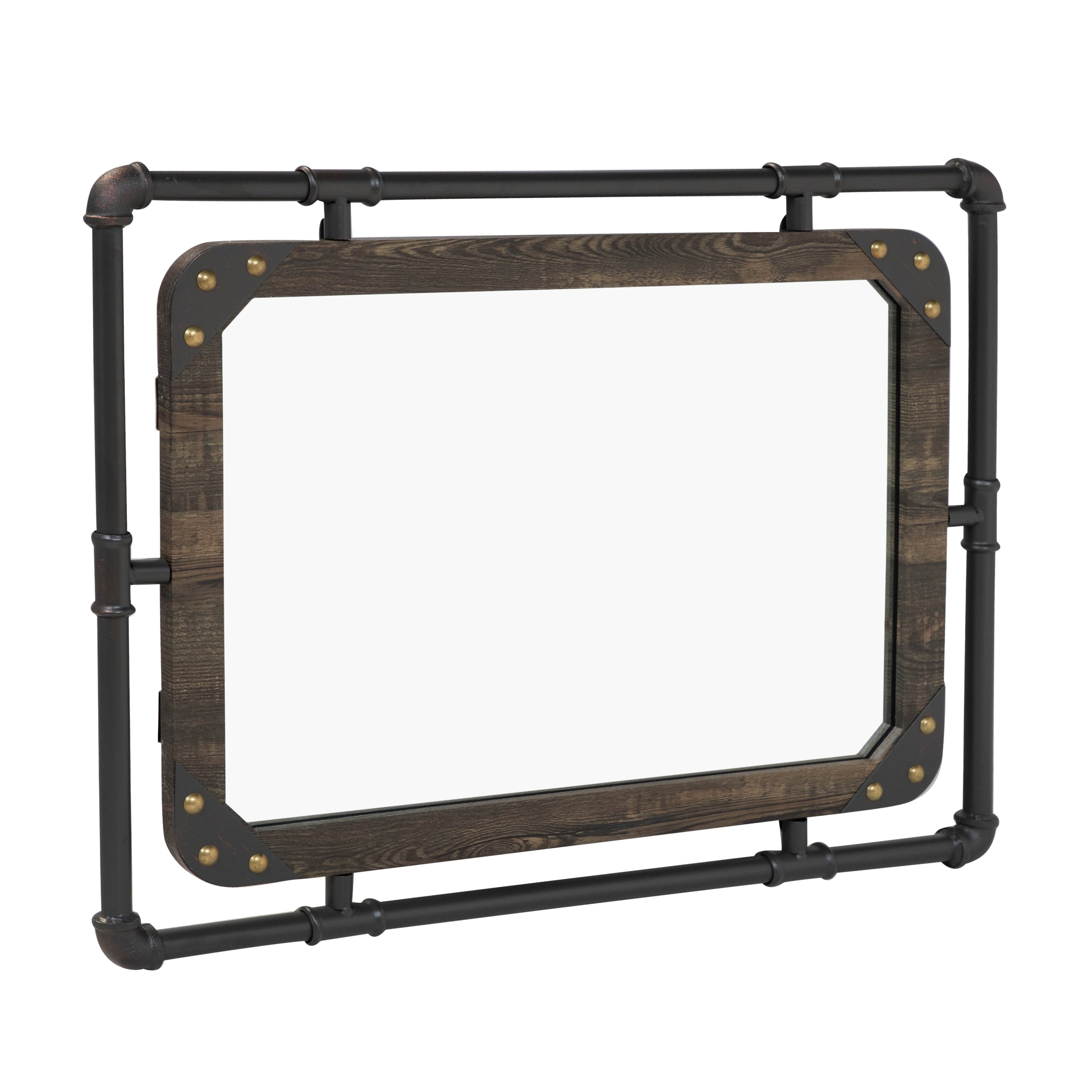 Miroir mural flottant en métal Revo Industrial de 31 pouces par Furniture of America