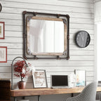 Miroir mural flottant en métal Revo Industrial de 31 pouces par Furniture of America