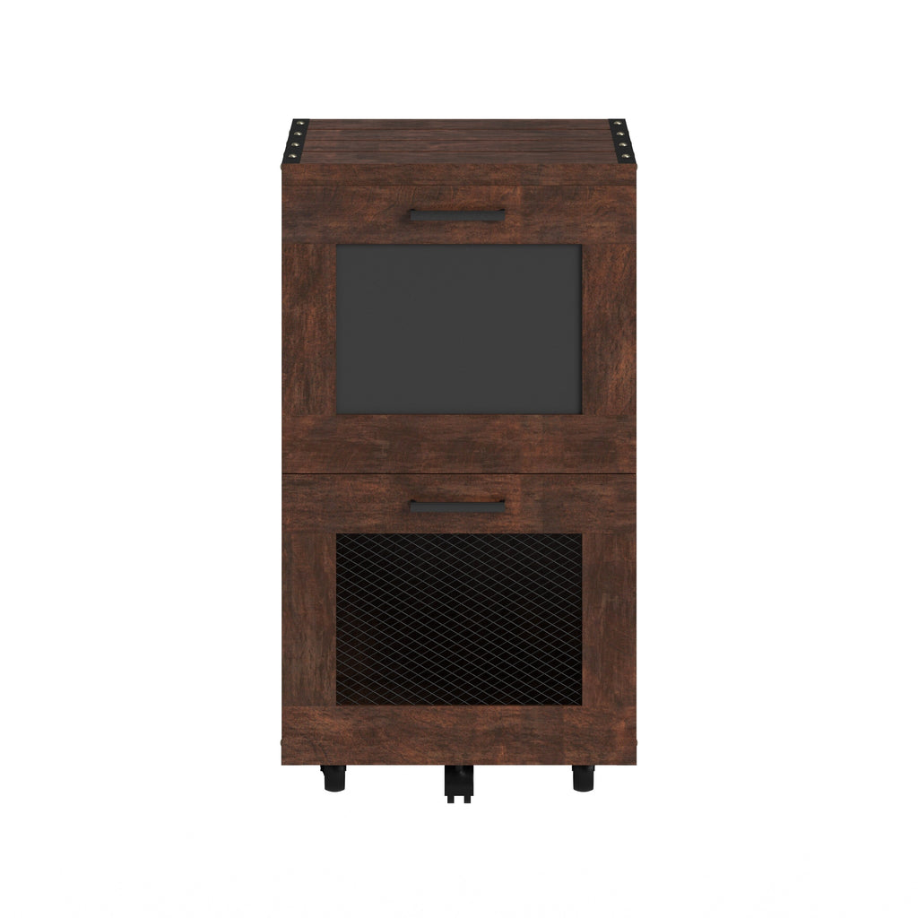 Classeur rustique en noyer à 2 tiroirs avec fenêtre, par Furniture of America