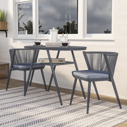 Ensemble bistrot d'extérieur 3 pièces en aluminium de style milieu du siècle, pour petits espaces, par Furniture of America