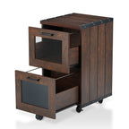 Classeur rustique en noyer à 2 tiroirs avec fenêtre, par Furniture of America