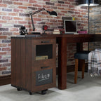 Classeur rustique en noyer à 2 tiroirs avec fenêtre, par Furniture of America