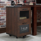 Classeur rustique en noyer à 2 tiroirs avec fenêtre, par Furniture of America