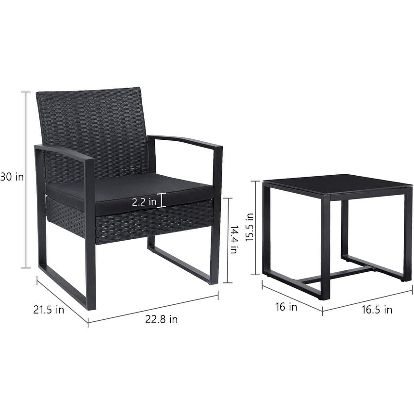 Ensemble de 3 chaises de patio Furniwell avec table basse