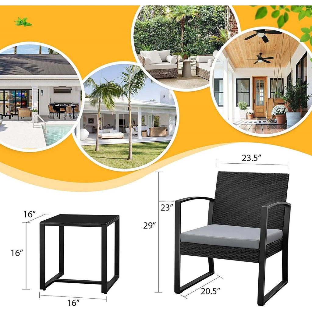 Ensemble de 3 chaises de patio Furniwell avec table basse
