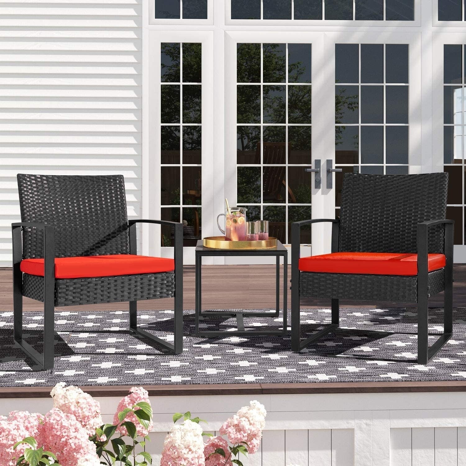 Ensemble de 3 chaises de patio Furniwell avec table basse