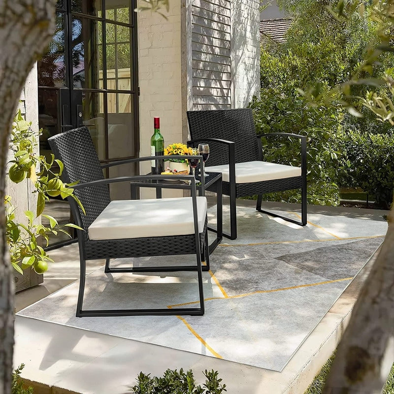 Ensemble de 3 chaises de patio Furniwell avec table basse