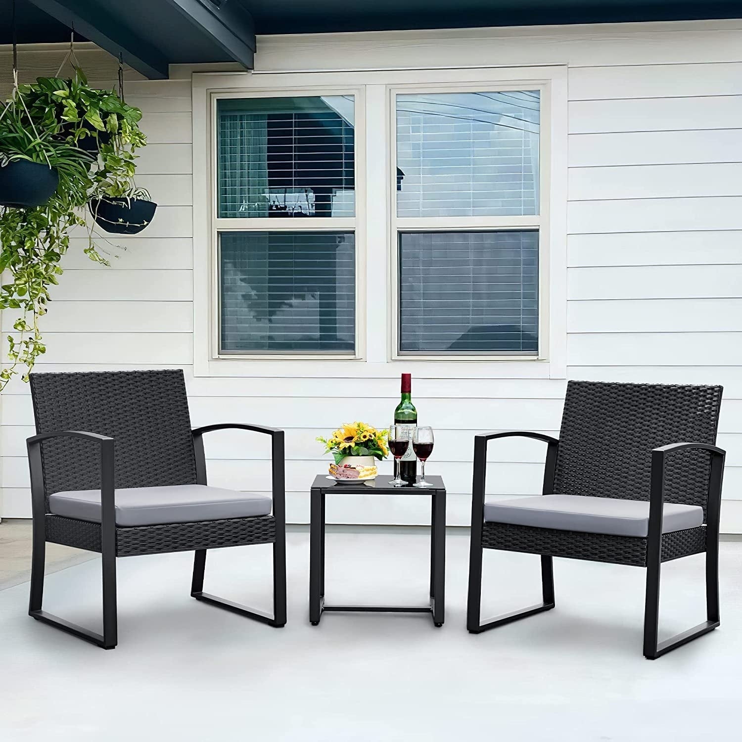 Ensemble de 3 chaises de patio Furniwell avec table basse