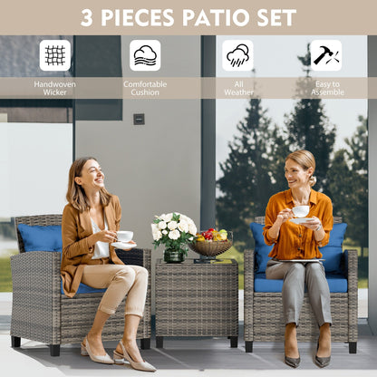 Ensemble de meubles de patio Futzca 3 pièces avec table en verre
