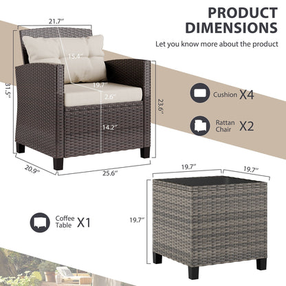 Ensemble de meubles de patio Futzca 3 pièces avec table en verre