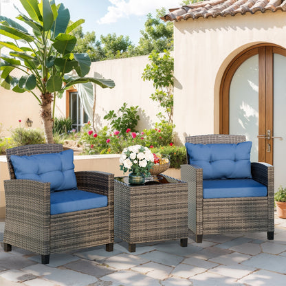 Ensemble de meubles de patio Futzca 3 pièces avec table en verre