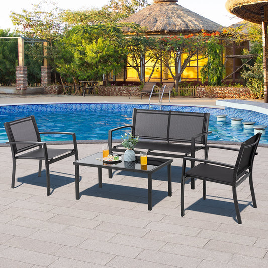 Ensemble de meubles de patio extérieur Futzca 4 pièces, ensemble de patio bistro en textilène