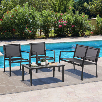 Ensemble de meubles de patio extérieur Futzca 4 pièces, ensemble de patio bistro en textilène