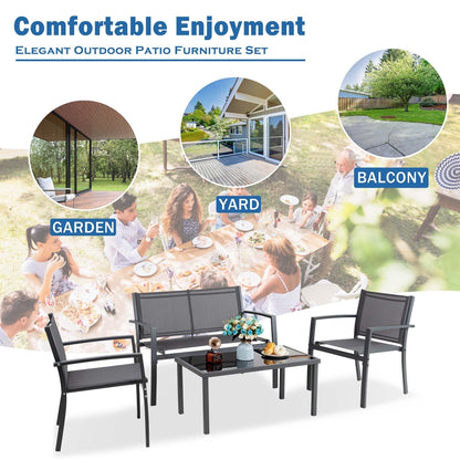 Ensemble de meubles de patio extérieur Futzca 4 pièces, ensemble de patio bistro en textilène