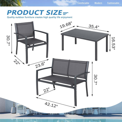 Ensemble de meubles de patio extérieur Futzca 4 pièces, ensemble de patio bistro en textilène