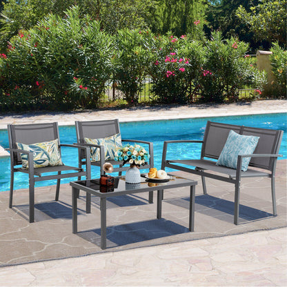 Ensemble de meubles de patio extérieur Futzca 4 pièces, ensemble de patio bistro en textilène