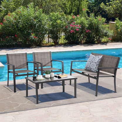Ensemble de meubles de patio extérieur Futzca 4 pièces, ensemble de patio bistro en textilène