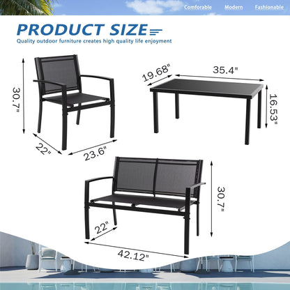 Ensemble de meubles de patio extérieur Futzca 4 pièces, ensemble de patio bistro en textilène