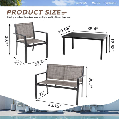 Ensemble de meubles de patio extérieur Futzca 4 pièces, ensemble de patio bistro en textilène