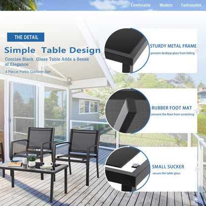 Ensemble de meubles de patio extérieur Futzca 4 pièces, ensemble de patio bistro en textilène