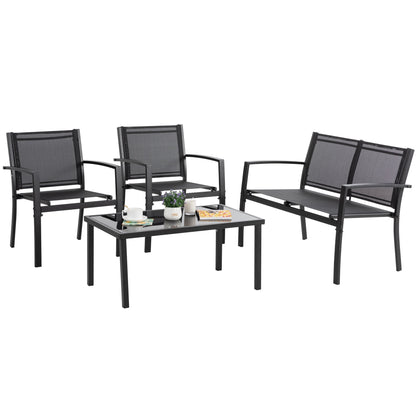 Ensemble de meubles de patio extérieur Futzca 4 pièces, ensemble de patio bistro en textilène