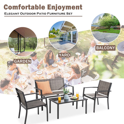 Ensemble de meubles de patio extérieur Futzca 4 pièces, ensemble de patio bistro en textilène