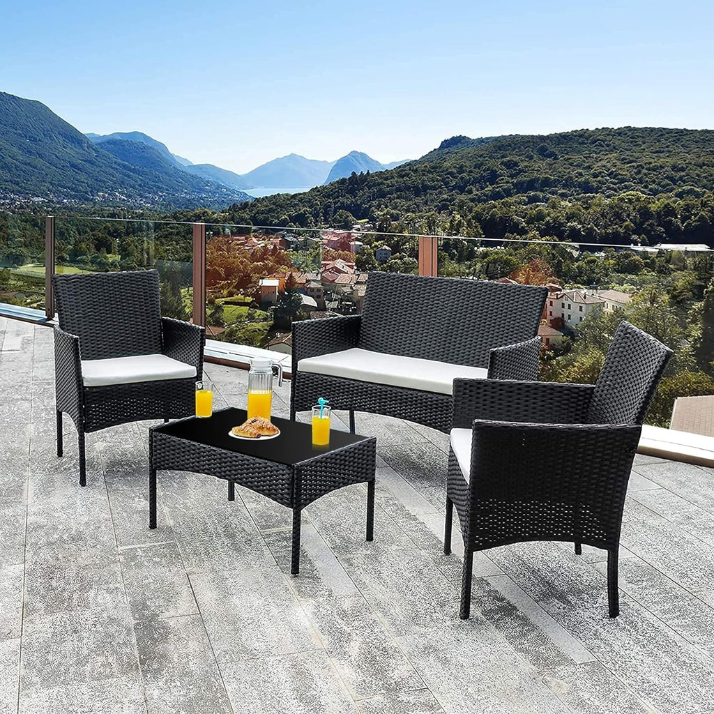 Ensemble de meubles de jardin Futzca 4 pièces avec chaises en rotin et osier