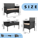 Ensemble de meubles de jardin Futzca 4 pièces avec chaises en rotin et osier